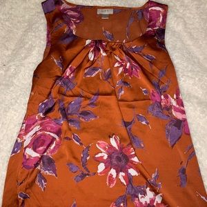 LOFT silky floral orange tank top